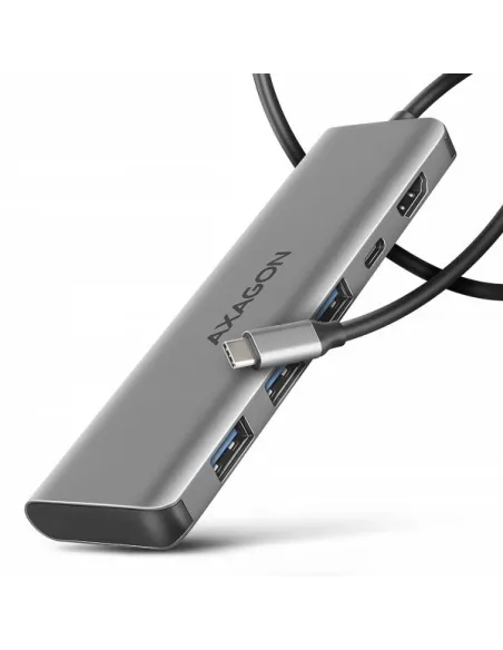 AXAGON HMC-5H USB-C 3.2 Gen 1 hub, 3x USB-A, 4K HDMI, PD 100W - Silber