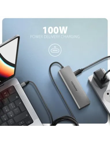 AXAGON HMC-5H USB-C 3.2 Gen 1 hub, 3x USB-A, 4K HDMI, PD 100W - Silber