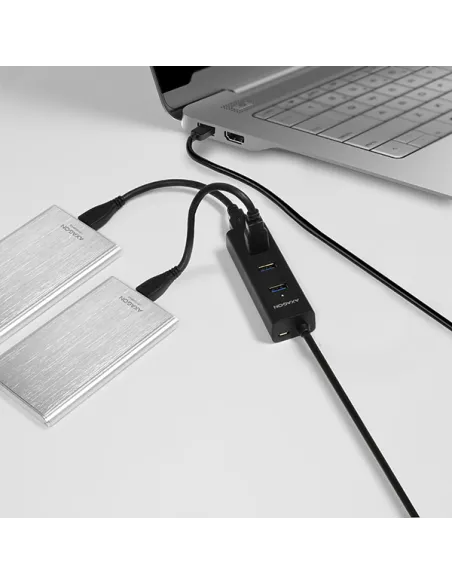 AXAGON HUE-S2BL USB-A-Hub, 4x USB 3.0, externe Stromversorgung - 1,2 m