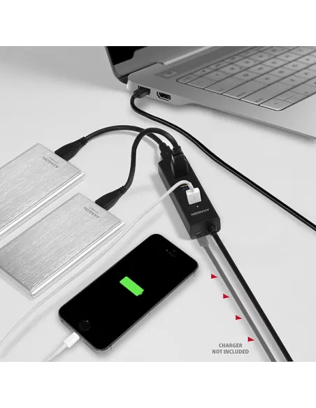 AXAGON HUE-S2BL USB-A-Hub, 4x USB 3.0, externe Stromversorgung - 1,2 m