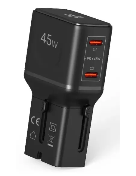 Celly MULTIPLUGSL45W Caricabatterie per dispositivi mobili Cuffie, Smartphone, Tablet Nero AC Ricarica rapida Interno