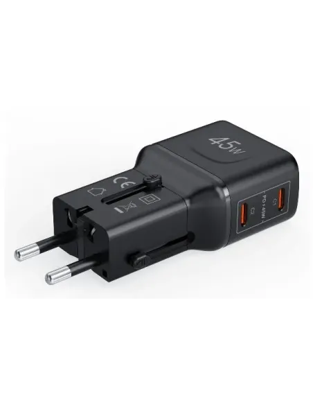 Celly MULTIPLUGSL45W Caricabatterie per dispositivi mobili Cuffie, Smartphone, Tablet Nero AC Ricarica rapida Interno