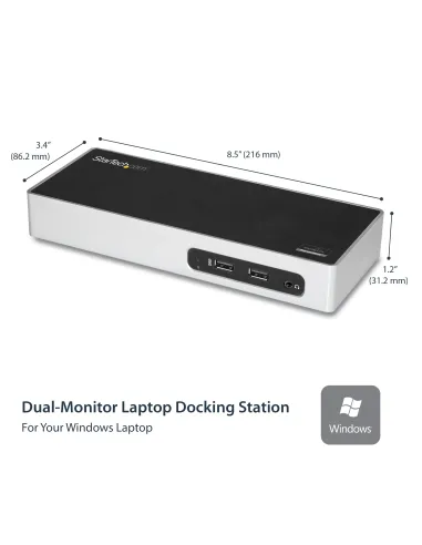 StarTech.com Docking Station USB 3.0 - Laptop Dock per doppio monitor con HDMI e DVI VGA Video - Hub a 6 porte USB 3.1 Gen 1