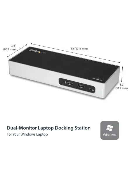 StarTech.com Docking Station USB 3.0 - Laptop Dock per doppio monitor con HDMI e DVI VGA Video - Hub a 6 porte USB 3.1 Gen 1