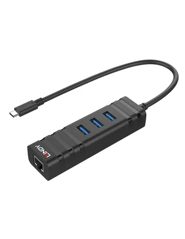 Lindy 43249 hub di interfaccia USB 3.2 Gen 1 (3.1 Gen 1) Type-C 5000 Mbit s Nero