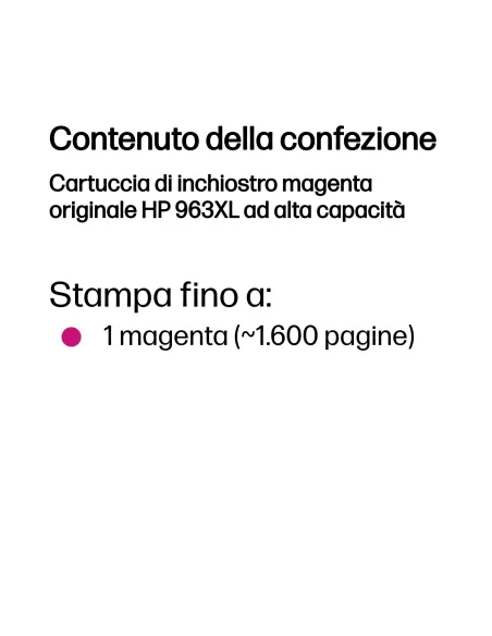 HP Cartuccia di inchiostro magenta originale 963XL ad alta capacità