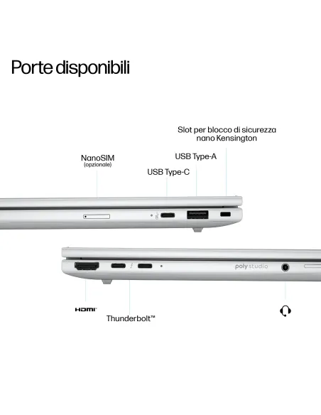 HP EliteBook 8 G1a Next Gen AI PC Wolf Pro Security Edition Copilot+ PC AMD Ryzen AI 7 350 Computer portatile 33,8 cm (13.3")