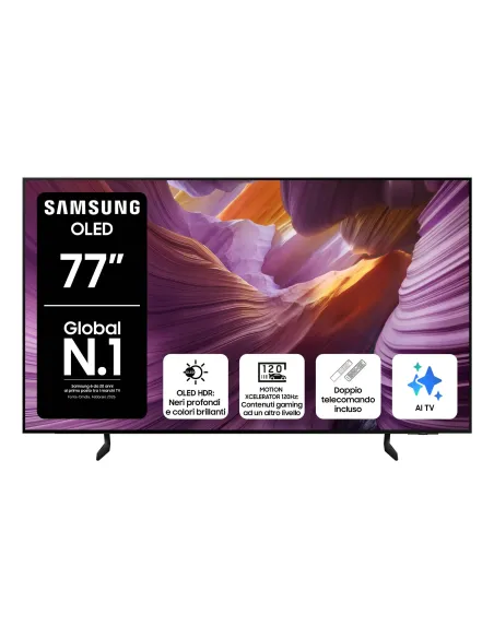Samsung OLED AI TV 77" QE77S85FAEXZT 4K, Processore NQ4 AI Gen2, 4K AI Upscaling, Schermo antiriflesso, OLED HDR, Dolby Atmos &