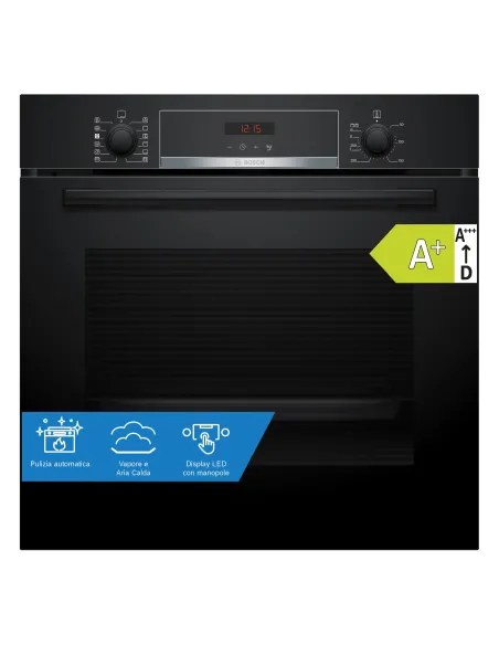 Bosch Serie 4 HQA574BB3 Forno con vapore Pirolitico Nero Classe A+