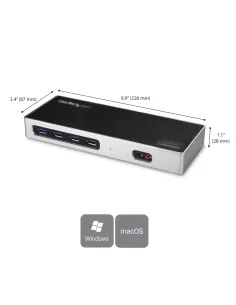 StarTech.com Dock USB-C e USB-A - Dock doppio monitor DisplayPort + HDMI 4K 60Hz - Docking station ibrida USB 3.0 per laptop 2