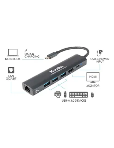 Hamlet HDKC-PD220 replicatore di porte e docking station per laptop Cablato USB 3.2 Gen 1 (3.1 Gen 1) Type-C Alluminio