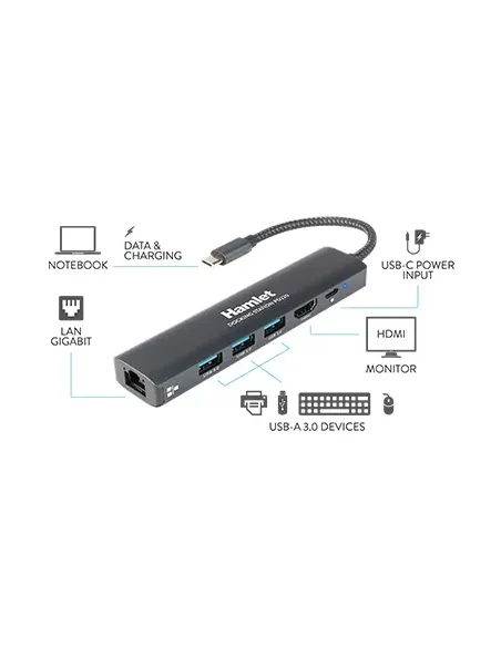Hamlet HDKC-PD220 replicatore di porte e docking station per laptop Cablato USB 3.2 Gen 1 (3.1 Gen 1) Type-C Alluminio