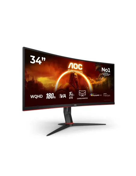 AOC G2 CU34G2XP Monitor PC 86,4 cm (34") 3440 x 1440 Pixel UltraWide Quad HD LED Nero, Rosso