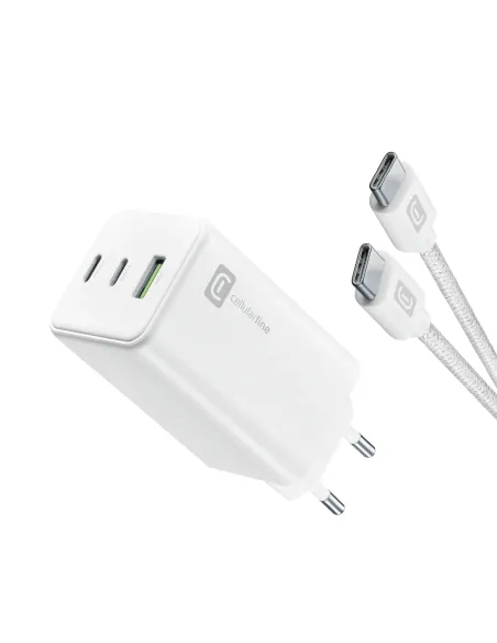 Cellularline Multipower 100W Kit - Smartphone, tablet e laptop Caricabatterie da rete USB-C 100W con cavo USB-C to USB-C