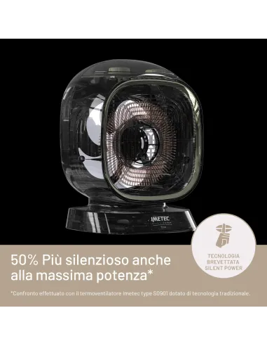 Imetec Silent Power Protection, Termoventilatore silenzioso, 2100 W, Stufetta Elettrica, Timer spegnimento programmabile,