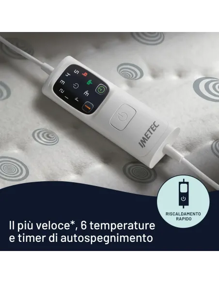 Imetec Scaldasonno Adapto piazza e mezza 150 x 120 cm, Basso consumo, Tecnologia brevettata, Riscaldamento rapido, Temperatura