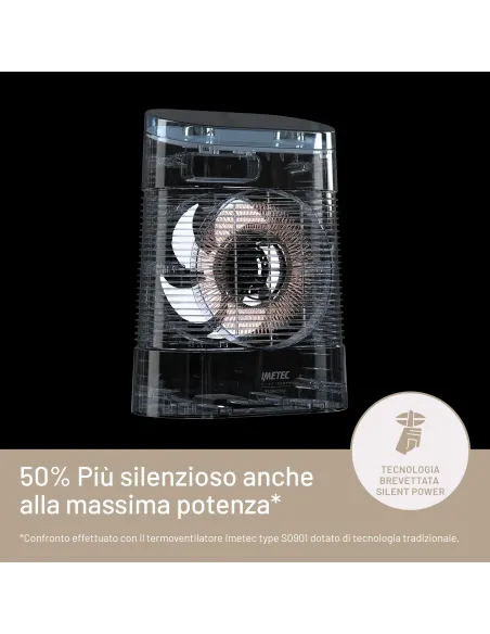Imetec Silent Power Protection, Termoventilatore silenzioso, 2100 W, Timer programmabile, temperatura regolabile