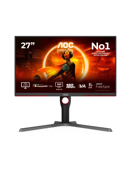 AOC G3 Q27G3XMN BK Monitor PC 68,6 cm (27") 2560 x 1440 Pixel 2K Ultra HD LED Nero, Rosso