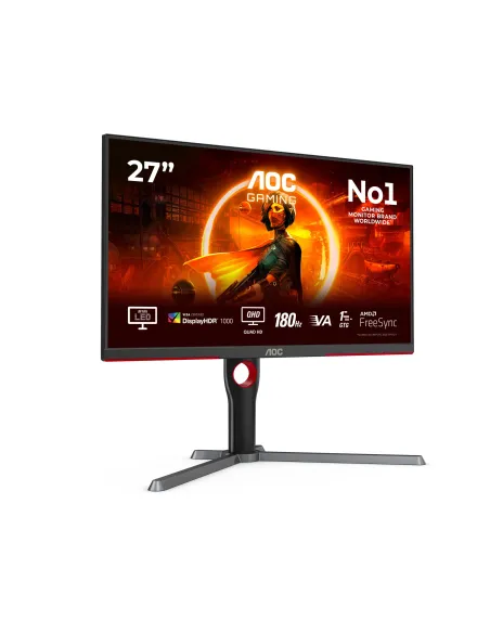 AOC G3 Q27G3XMN BK Monitor PC 68,6 cm (27") 2560 x 1440 Pixel 2K Ultra HD LED Nero, Rosso