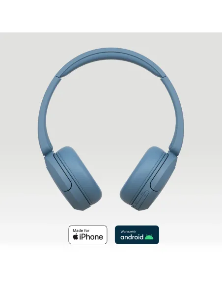 Sony Cuffie Bluetooth wireless WH-CH520 - Durata della batteria fino a 50 ore con ricarica rapida, stile on-ear - Blu