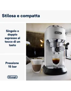 De’Longhi Dedica Style Dedica EC685.W Macchina da Caffè Manuale Espresso e Cappuccino, Compatibile con Polvere o Cialde E.S.E., 2