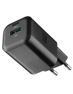 Cellularline MULTIPOWER 2 GAN ENTRY A+C 65W Caricabatterie da rete compatto 65W con 2 porte USB-C e USB-A con tecnologia GAN