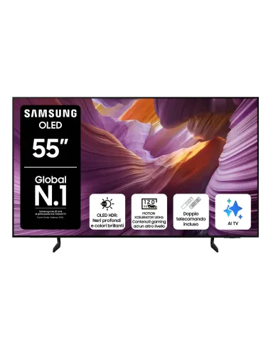 Samsung OLED AI TV 55" QE55S85FAUXZT 4K, Processore NQ4 AI Gen2, 4K AI Upscaling, Schermo antiriflesso, OLED HDR, Dolby Atmos &
