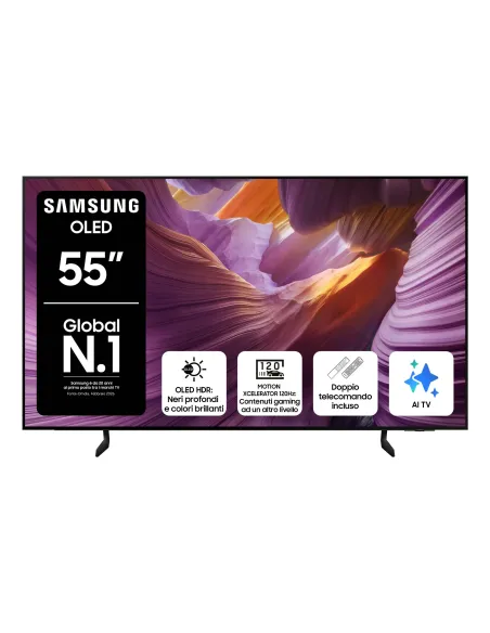 Samsung OLED AI TV 55" QE55S85FAUXZT 4K, Processore NQ4 AI Gen2, 4K AI Upscaling, Schermo antiriflesso, OLED HDR, Dolby Atmos &