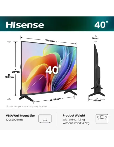 Hisense 40A49S 101,6 cm (40") Full HD Wi-Fi Nero