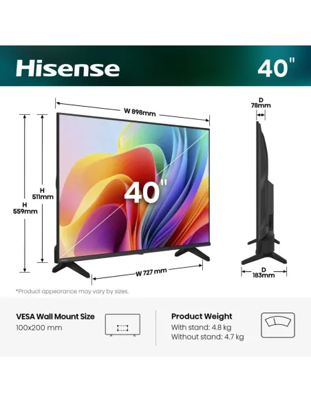 Hisense 40A49S 101,6 cm (40") Full HD Wi-Fi Nero