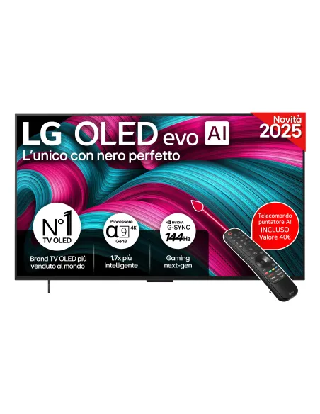 LG OLED evo AI OLED42C55LA TV Serie C5 42'' 4K, α9 Gen8, Dolby Vision, 20W, 4 HDMI, VRR 144Hz, Smart TV WebOS 25
