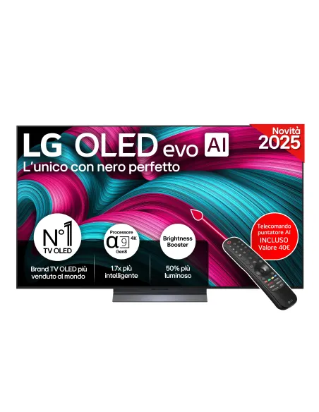 LG OLED evo AI OLED65C55LA TV Serie C5 65'' 4K, α9 Gen8, Brightness Booster, 40W, 4 HDMI, VRR 144Hz, Smart TV WebOS 25