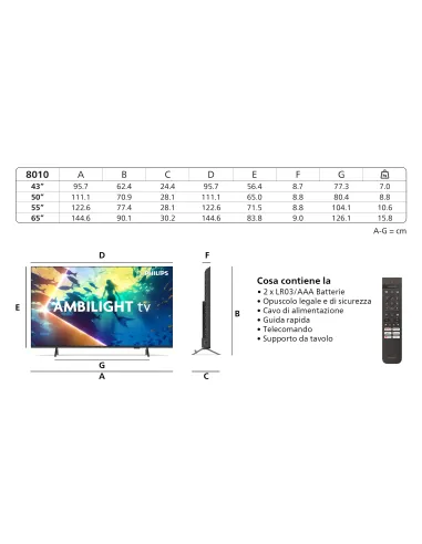 Philips Ambilight TV 55PUS8010 4K UHD LED 139cm 55" Smart TV Dolby Atmos Titan OS
