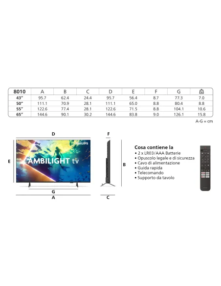 Philips Ambilight TV 55PUS8010 4K UHD LED 139cm 55" Smart TV Dolby Atmos Titan OS