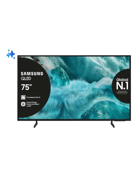 Samsung QLED AI TV 75" QE75Q7FAAUXZT 4K, Processore Q4 AI, 4K Upscaling, Color Booster Pro, OTS Lite, Slim Look Design, Vision