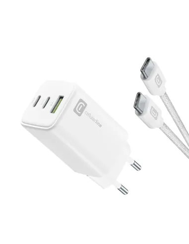 Cellularline Multipower 65W Kit - Smartphone, tablet e laptop Caricabatterie da rete 65W con cavo USB-C to USB-C incluso