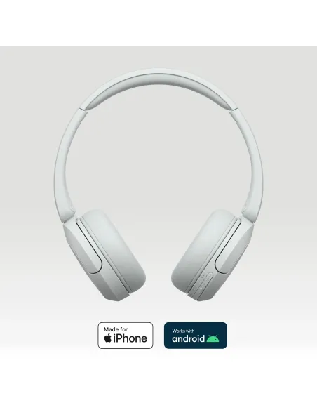Sony Cuffie Bluetooth wireless WH-CH520 - Durata della batteria fino a 50 ore con ricarica rapida, stile on-ear - Bianco