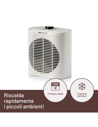 Imetec Compact Air, Termoventilatore piccolo e potente, Stufetta Elettrica, 2000 W, maniglia integrata, temperatura regolabile,