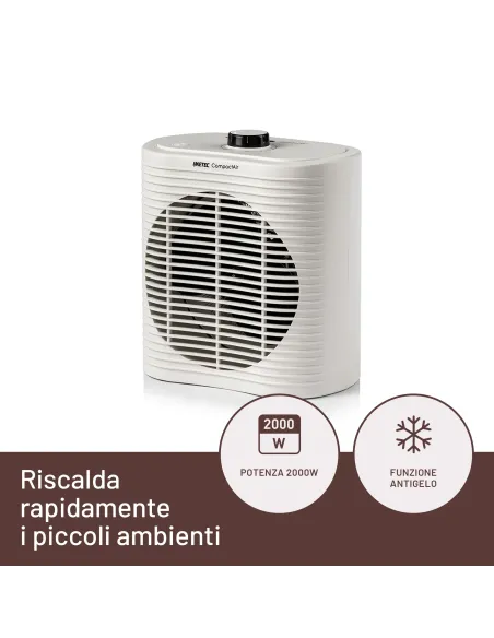 Imetec Compact Air, Termoventilatore piccolo e potente, Stufetta Elettrica, 2000 W, maniglia integrata, temperatura regolabile,