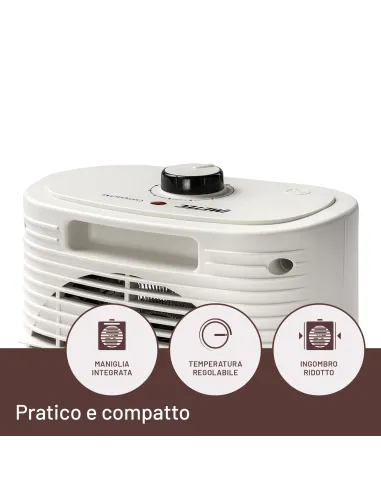 Imetec Compact Air, Termoventilatore piccolo e potente, Stufetta Elettrica, 2000 W, maniglia integrata, temperatura regolabile,
