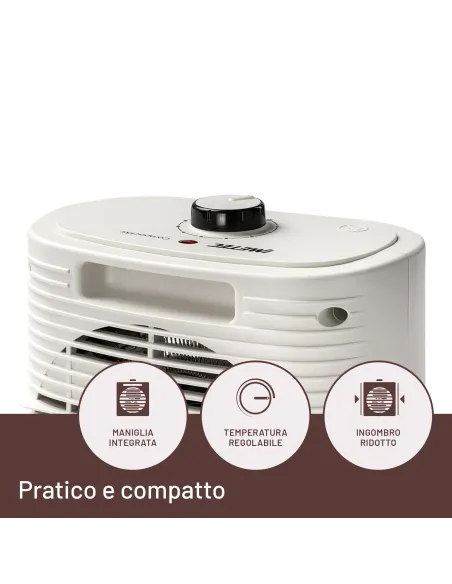 Imetec Compact Air, Termoventilatore piccolo e potente, Stufetta Elettrica, 2000 W, maniglia integrata, temperatura regolabile,