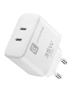 Cellularline Dual Charger 35W Caricabatterie da rete Power Delivery 35W con doppia porta USB-C