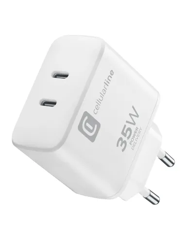 Cellularline Dual Charger 35W Caricabatterie da rete Power Delivery 35W con doppia porta USB-C