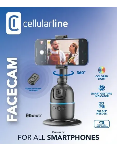 Cellularline Facecam Supporto per telefono con riconoscimento automatico del volto