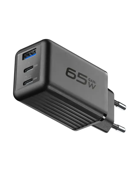 Cellularline Multipower Micro 65W Caricabatterie da rete veloce ultracompatto 3 porte, 65W