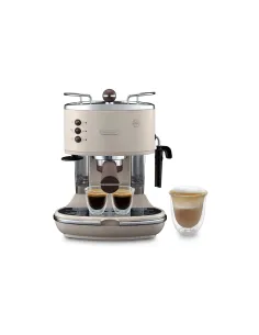 De’Longhi Icona Vintage - Macchina da Caffè Manuale Espresso e Cappuccino, Polvere e Cialde ESE,1.4L, Beige (ECOV311.BG)