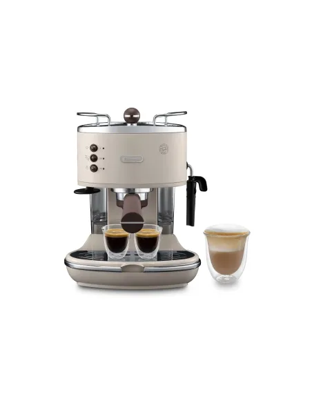 De’Longhi Icona Vintage - Macchina da Caffè Manuale Espresso e Cappuccino, Polvere e Cialde ESE,1.4L, Beige (ECOV311.BG)