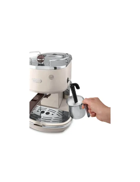 De’Longhi Icona Vintage - Macchina da Caffè Manuale Espresso e Cappuccino, Polvere e Cialde ESE,1.4L, Beige (ECOV311.BG)