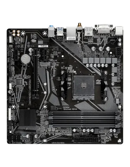 GIGABYTE A520M DS3H AC Scheda Madre - CPU AMD Ryzen Serie 5000, VRM 5+3 fasi, fino a 4733 MHz DDR5 (OC), 1xPCIe 3.0 M.2, LAN