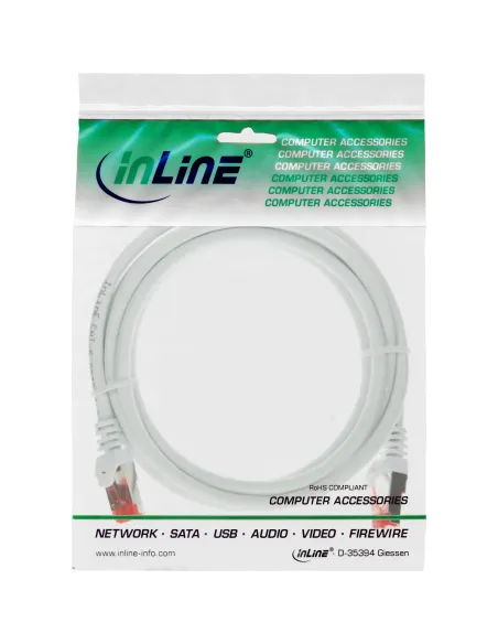 InLine Cavo patch Lan, S FTP (PiMf), Cat.6, 250 MHz, PVC, CU, bianco, 2m